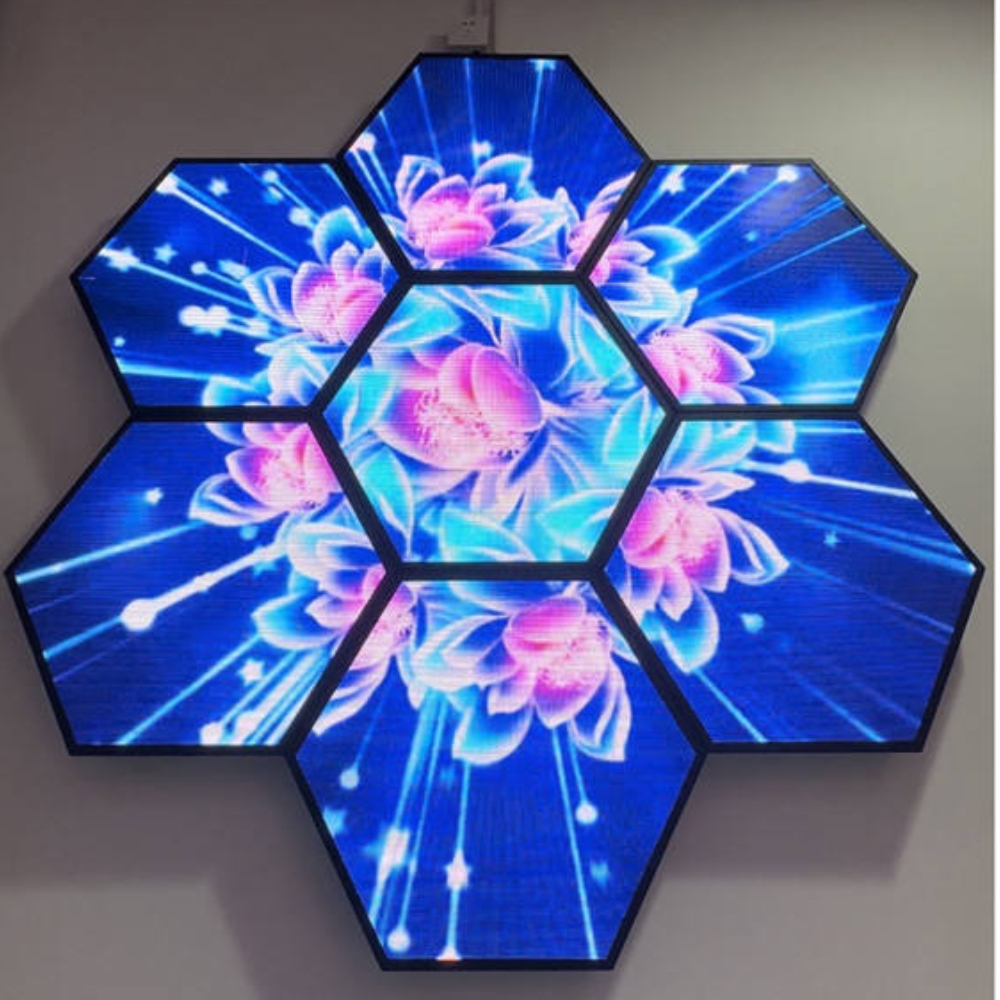 Hexagonal Splicing LED Screen – Indoor Wall Display for Creative Advertisement & Exhibition
